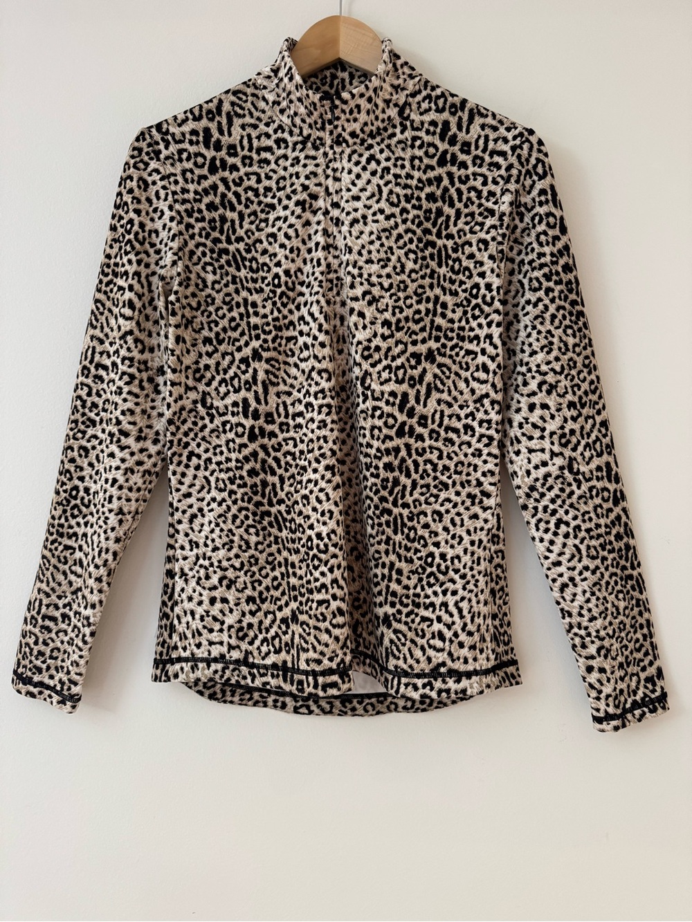 J. McLaughlin Catalina Cloth Quarter Zip Leopard Print Pullover Top, Size M